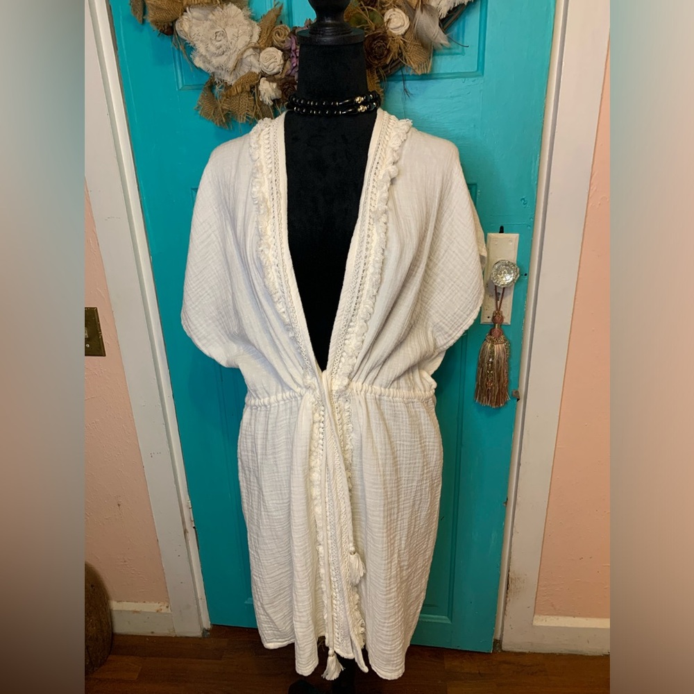 Echo NWT White Kimono with Tie Waist